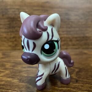 LITTLEST PET SHOP Zebra Cream Purple Stripes Green Eyes